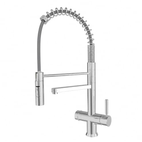 Shurity 360 Rubinetto da cucina con Doccetta in gomma 3 vie 3/8” (Cromo)