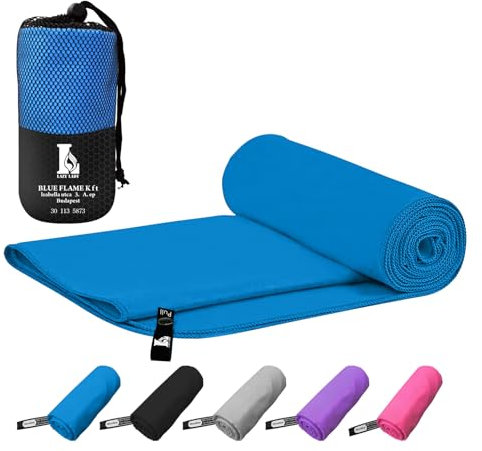 LAZY LADY Serviette Microfibre Ultra Légère pour Sport et Bain, Homme et Femme en 5 Couleurs et 6 Tailles, Musculation (100X50CM, Bleu)