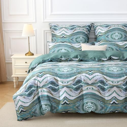 MILDLY Satin Bettwäsche 220x240 Baumwolle, Grün kühlende Bettwäsche-Sets mit Reißverschluss öKotex Zertifiziert Enthält 1 Bettbezug 220x240 und 2 Kissenbezüge 80x80, Trevor