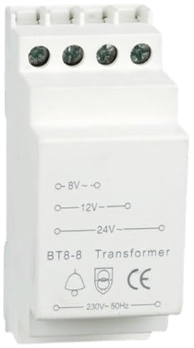 Trasformatore campanello per campanello, trasformatore per campanello, 8 V-12 V-24 V, adatto a standard per guida guida guida da 35 mm, trasformatore per campanello e campane
