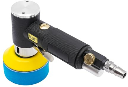 10000RPM Mini Pneumatische Poliermaschine mit Polierschwamm, Einstellbare Geschwindigkeit Exzenter Poliermaschine Poliergerät, Tragbare Kabelloses Auto-Poliermaschinen zum Polieren,Schleifen (Schwarz)