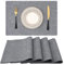 Homaxy Tischsets Abwaschbar 4er Set, Platzsets Abwischbar Leinen Hitzebeständig Platzdeckchen rutschfest Doppelseitigen Tischuntersetzer Tischsets Stoff, Dunkelgrau