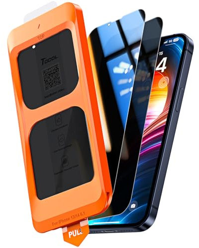 TOCOL 2 Pack for iPhone 14 Privacy Screen Protector 6.1-Inch, True 25°Anti Spy, Instant Installation, 16FT Military Grade Shatterproof, Tempered Glass, Case Friendly, HD Coverage Protection