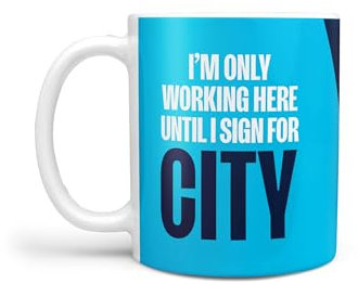 FOCO Officially Licensed Manchester City FC Until I Sign for Blue Football Mug