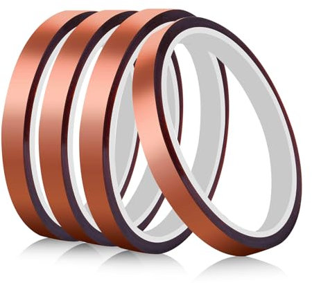 KitchenRaku Polyimide High Temperature Tape 10mm×33m/108ft, Heat Resistant Strong Adhesion Tape for Sublimation Heat Transfer Printing 3D Printer, Soldering, Electronic Applications (4, Brown)