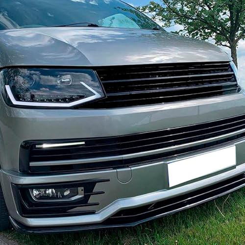 Frontlippe Frontspoiler kompatibel mit VW VOLKSWAGEN Transporter T6 Sportline 2015-2019 mit ABE TÜV Schwarz Glänzend
