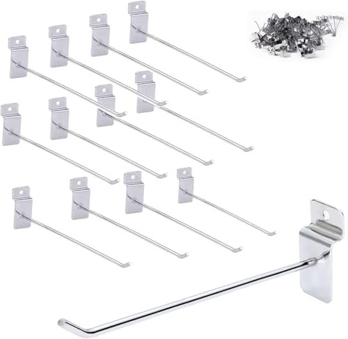 mosegor 100 Pezzi 20cm Ganci per Pannello Dogato, Gancio per Display in Metallo Parete a Lamelle Ganci per Rack Parete per Scaffale per Supermercato per Esposizione Commerciale al Dettaglio