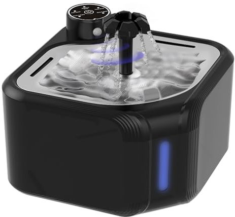 Domigard Cat Water Fountain for Drinking, 2.8L Wireless Cat Water Fountain with LED Water Level Window & Motion Sensor, Pet Drinking Fountain Stainless Steel with 4 Pcs Filter, Pet Drinking Water Bowl