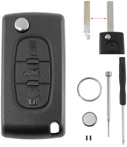 CE0536 For Citroen Berlingo Van Dispatch Van For Peugeot Expert Van Partner Van For Fiat Scudo and Toyota ProAce 3 Buttons Car Key Fob Case Battery CR1620 Pin Removal Tool