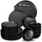 Moritz & Moritz NORDIC Geschirrset 12 Personen - 36-teiliges Steingut Geschirr Set in Schwarz - Skandinavisches Design - Robustes Teller Set 12 Personen für Alltag & Gäste - Kombiservice Geschirrsets