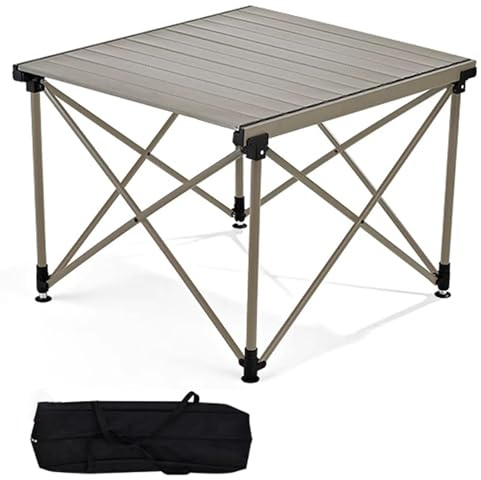 Tragbarer Campingtisch aus Aluminiumlegierung, einbeinig, höhenverstellbar, mit praktischer Tragetasche, kompakt, leicht, stabil, tragfähig, für Grillabende, Picknicks, Reisen, Bergsteigen, Angel