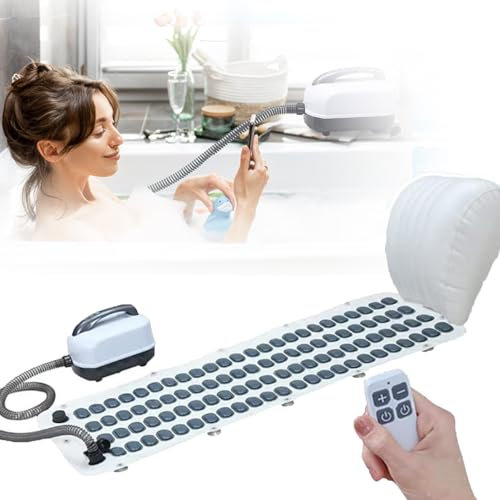 Surf-Massage-Badematte (114 Sprudeldüsen), Badewannen-Sprudel-Spa-Maschine, mit aufblasbarem Kissen + Fernbedienung, 6-Gang-Geschwindigkeitseinstellung, komfortable Ganzkörpermassage