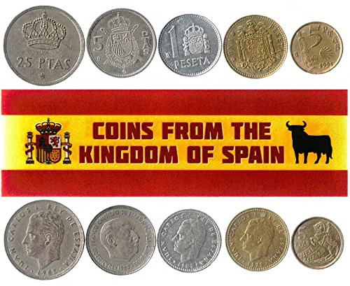 Spain 5 Mixed Coins | 1 Centimos to 25 Pesetas | Spanish Currency Since 1975