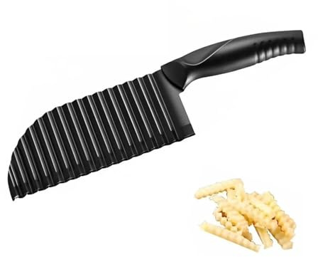 Yuannee Coupe-Pommes de Terre Ondulé,Trancheuse à Frites Couteau à Vagues Couteau Ondulé en Acier Inoxydable Lame Vague avec Poignée Antidérapante pour Frites Pommes de Terre Fruits