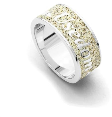 DUR Usedom Ring aus 925 Sterling Silber mit Strandsand, Größe: 52, Silber/Beige, R4683.52