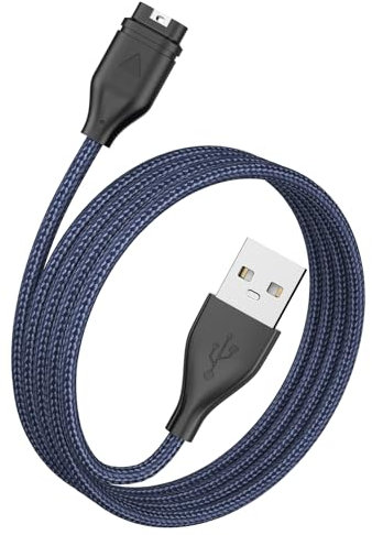Wanme Caricabatterie compatibile con Garmin Vivoactive 5 4 3 3S 4S, Garmin Vivomove 3/3S/ Luxe/Style, 100 cm Cavo di Nylon (Blu, USB)