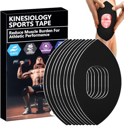 10 Stück Kinesiologie Tape, PreCut Kinesiotapes Knie, Kinesiotape Vorgeschnitten Knie, Wasserfestes & Elastisches Physio Tape für Knieschmerzen