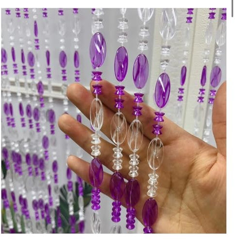 Yunzhou1230 Beaded Door Curtain, 18-Strand Acrylic Door Beads Curtains for Home Decor, Doorways, Room Dividers & Party Decorations, Beaded Curtains (W 39.4 x L 78.7 (1 Panels),Purple)