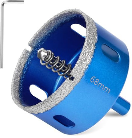 Flintronic 68mm Diamond Hole Saw with Pilot Center Drill Bit, Diamond Core Hole Cutter, Suitable for Glass, Tile, Porcelain, Ceramic, Marble Cutting