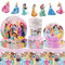 Princesa Set de Vajilla para Fiesta, 52 PCS Princesa Suministros de Fiesta, Princesa Cumpleaños Vajilla, Plato, Servilleta de Papel, Taza, Mantel, Niños Cumpleaños Decoracion