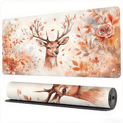 Tapis de Souris XXL 1600x800 Fleur Tapis de Souris Wapiti Mousepad Japonais Mouse Pad Sous-Main Bureau Large Précision et Vitesse Améliorées Base Antidérapante Caoutchouc pour Gamer et Bureau,Model339