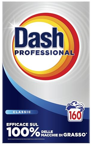 Dash Professional Classico, Detersivo Lavatrice Polvere Professionale, 160 lavaggi, 8kg, Efficace su tutti i tipi di macchie grasse, Bianco Straordinario, Per Bucato Professionale