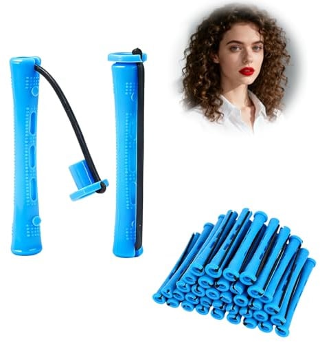 Ruvan 60 Stück Kleine Dauerwellen Wickler, 0.35 Zoll Klein Kaltwellenstangen, Wiederverwendbar Für Kurzes Bis Langes Haar, Für Den Einsatz Zu Hause,Im Salon Und Auf Reisen (Blau)