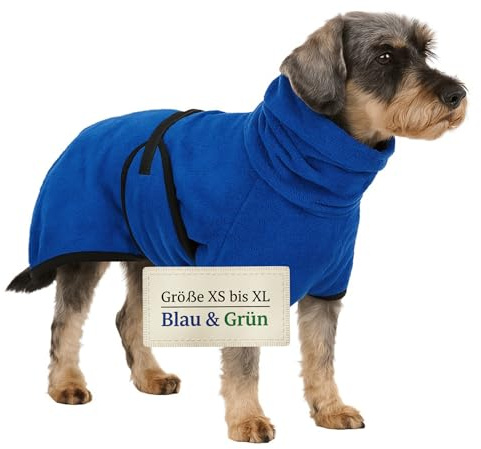 CANISPHERE Hundebademantel (Größe M, mittelgroße Hunde, blau) - Saugstarker Bademantel Hund aus Mikrofaser - Schnelltrocknend & Flauschig - Hunde Bademantel für mittelgroße Hunde