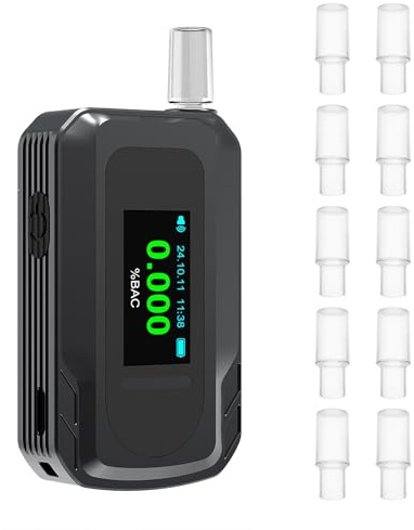 Homcoice Éthylotest Electronique Police avec 10 Embouts, Alcootest capteur électrochimique et Rechargeable par USB, Alcoometre Portable pour Usage Domestique ou Automobile
