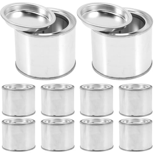 Uonlytech Lot de 10 Pots de Peinture en Métal 01 L Boîtes Métalliques Multifonctions Couvercle Étanche pour Stockage Peinture à L'Huile Récipients Portatifs pour Loisirs Créatifs et