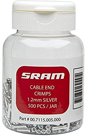 Sram MTB Gear Cable End Crimps 500-Count Jar 1.2 mm - Silver