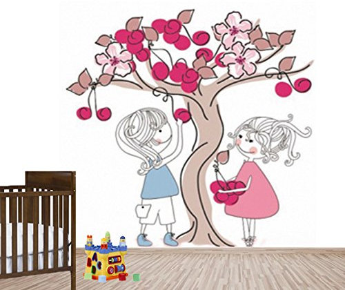 ALZORA Wandtattoo Baum Comic Kinder Deko Wandsticker 80cm x 60 cm 10327