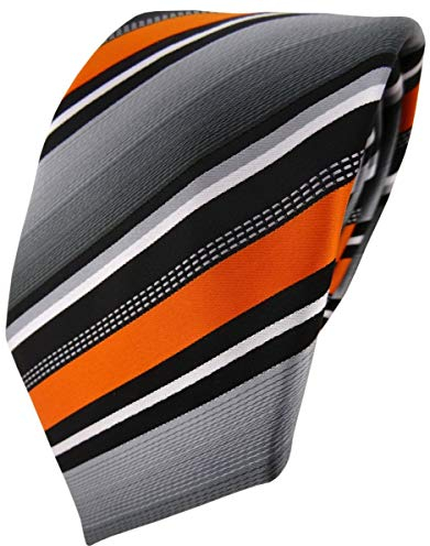 TigerTie Designer Krawatte in orange silber grau weiss gestreift - Tie Binder