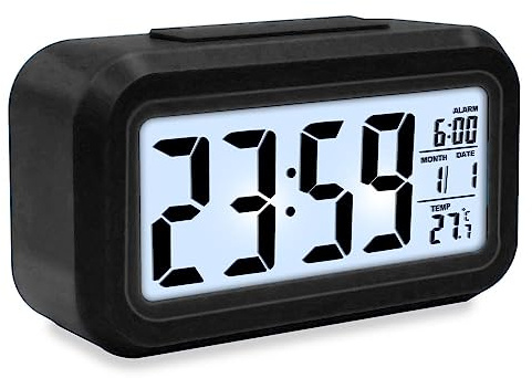 mixed24 LED Wecker Digital Beleuchtet Schlummerfunktion mit Datum und Temperaturanzeige Nachtlicht (Schwarz)