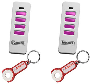 Sommer Handsender Pearl Vibe 4019 3 Farben (Weiss/Pink 2er Pack) + 2 Stück ADAMS Schlüsselanhänger/Einkaufschip