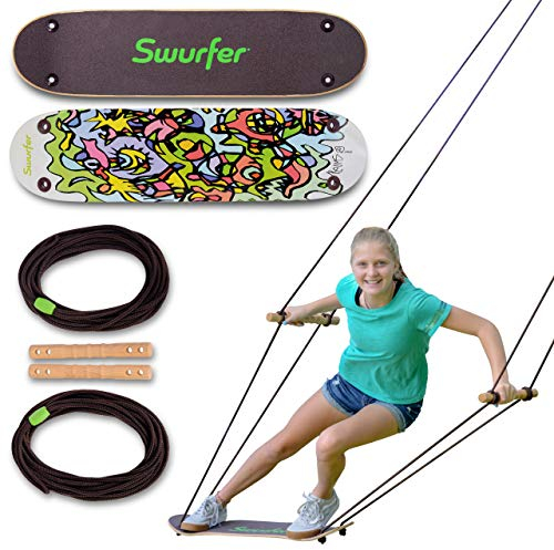Swurfer TreeSkate Skateboardschaukel, Outdoor-Steh-Up-Surfschaukel, hält bis zu 90 kg, ab 6 Jahren, verstellbare Griffe, Griffband, Kinder-Outdoor-Spielgeräte für Kinder und Erwachsene (Undawadda)