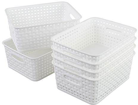 Cadine Korb Geflochten, Aufbewahrungskörbe Set Von 6, Schrankkorb Kunststoff Weiß