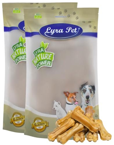 Lyra Pet® 100 STK. Kauknochen aus Rind ca. 7 cm | Naturbelassener Kausnack | Proteinreicher Hundeknochen zur Zahnreinigung | Langer Kaugenuss aus Rinderhaut | Nährstoffreich | Fettarmer Kauartikel
