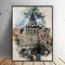 FVLFIL LYFCV Modernes Bild Retro Istanbul in Aquarell Kunst Leinwand Poster Home Decor Gemälde 50x70 cm ohne Rahmen