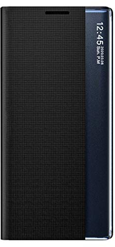 TANYO Smart Clear View Cover per Samsung Galaxy S21 Ultra (S30 Ultra), Premio Custodia con Una Schermo Finestra, Specchio Elegante Flip Case con Supporto Pieghevole - Nero