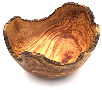 Saladier rustique au choix - Diamètre : 20/22/24/26/28/30/32/34 cm - En bois d'olivier - Fait à la main - Diamètre : 30 cm