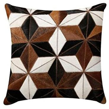 2er-Set dreifarbige Kuhfell-Kissenbezüge – Braun Schwarz Weiß Kuhfell dekorative Kissenbezüge