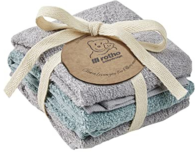 Rotho Babydesign Waschtücher 3er Set - Babywaschtücher - Kinderwaschtuch - Waschtücher - Badewaschtuch - Babyset - grau