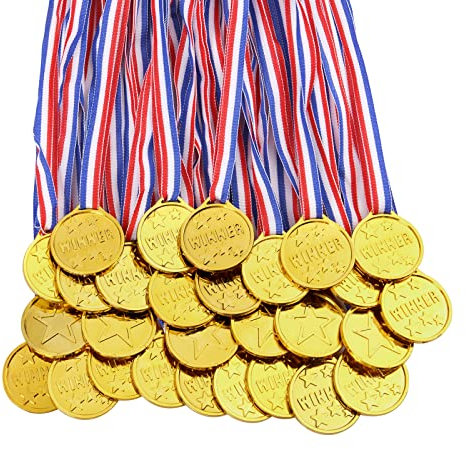 flintronic 28 Stücke Gewinner Medaillen,Kunststoff Medaillen Gold Kinder für Sport, Wettbewerbe Auszeichnungen,Party,Preisen Awards