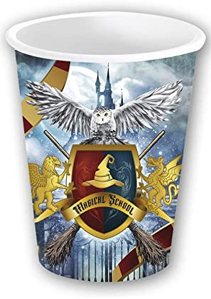 FIESTAS GUIRCA | 6 Gobelets Jetables de Magicien (240 ml) (9 cm) - Décoration de Table pour Fêtes d'Halloween et Magie - Idéal pour Célébrations de Magiciens - Multicolore
