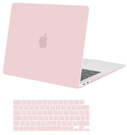 MOSISO Compatible with MacBook Air 13 inch Case M4 M3 M2 2025 2024 2023 2022 A3240 A3113 A2681 Touch ID, Hard Shell Cover for MacBook Air 13.6 inch Case with Keyboard Cover Skin, Baby Pink