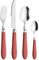 Prima Collection 24-teiliges Besteckset aus Edelstahl, nickelfrei, mit Griff in Rot, mit Geschenkbox