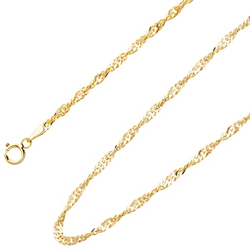 Ardeo Aurum Unisex Damen Herren Kette aus 375 Gold Gelbgold Singapurkette Halskette 2,1 mm Breite und 60 cm Länge mit Karabinerverschluss