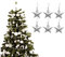 Pack of 6-8cm 3D Glitter Star Baubles Christmas Tree Decorations (White)
