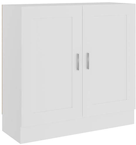 Norheim Bibliothèque, Armoire à Livres, Meuble de Rangement,Salon Bureau Maison Intérieur Armoire à Vitrine,Meuble Haut Cuisine-avec 2 Compartiments et 2 Portes,Blanc 82,5x30,5x80 cm